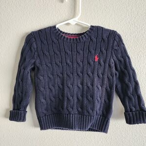 Polo Ralph Lauren boy's or toddler's cable-knit cotton crewneck sweater in navy
